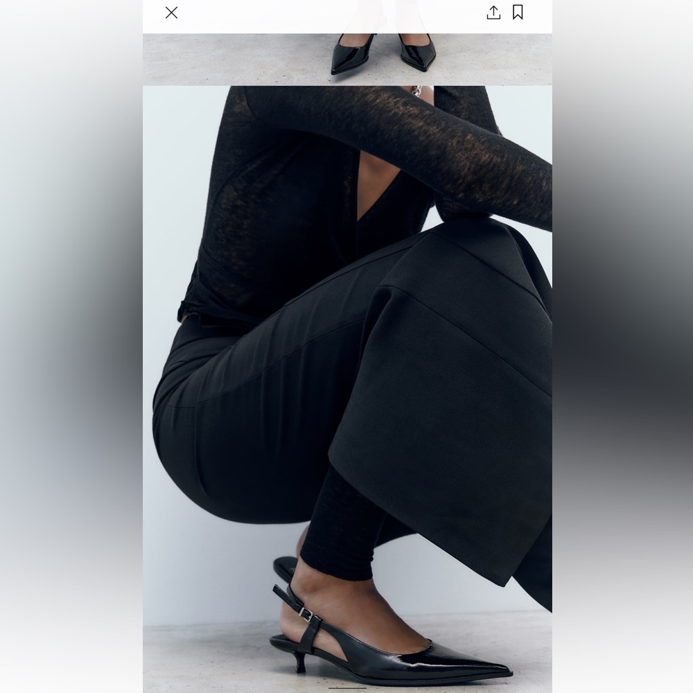 ZARA Black Slingback Kitten Heels